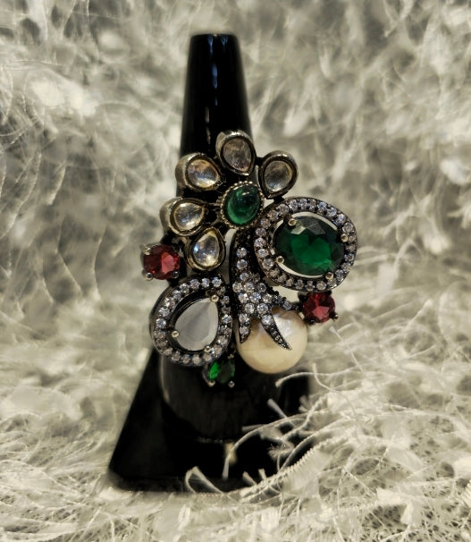 Vintage-Inspired Multistone Cocktail Ring