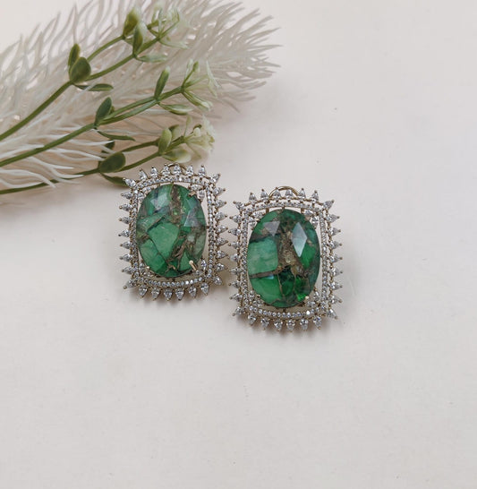 Luxe Emerald Mosaic Statement Earrings